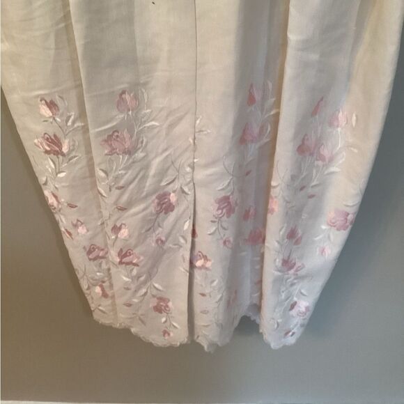 VINTAGE 80s JESSICA MCCLINTOCK WHITE PENCIL DRESS LACE EMBROIDERED BIB COLLAR - Picture 7 of 11